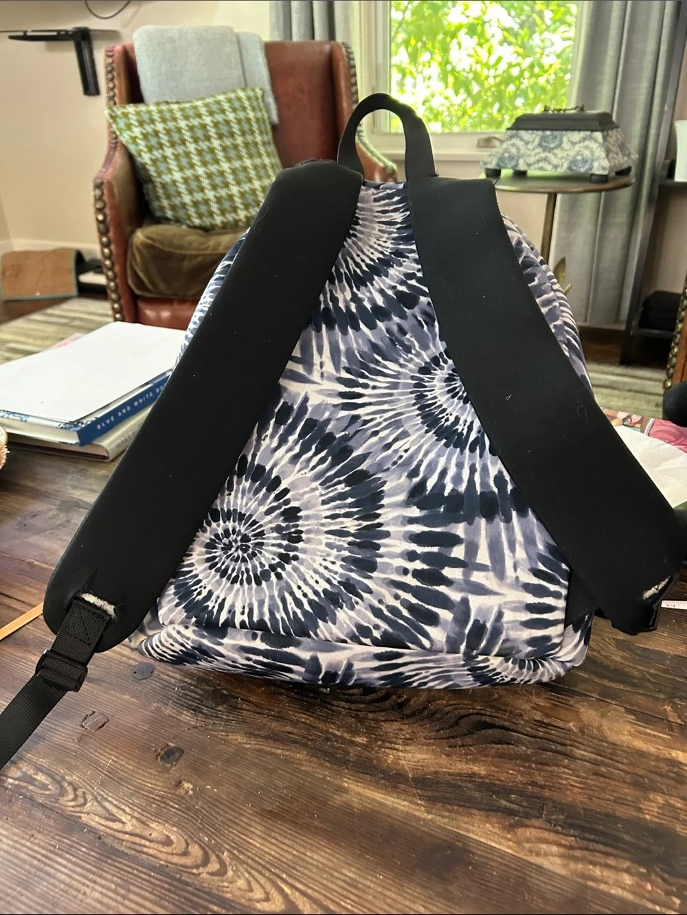 Madden Girl Blue, Black & White Spiral Tie-Dye Backpack